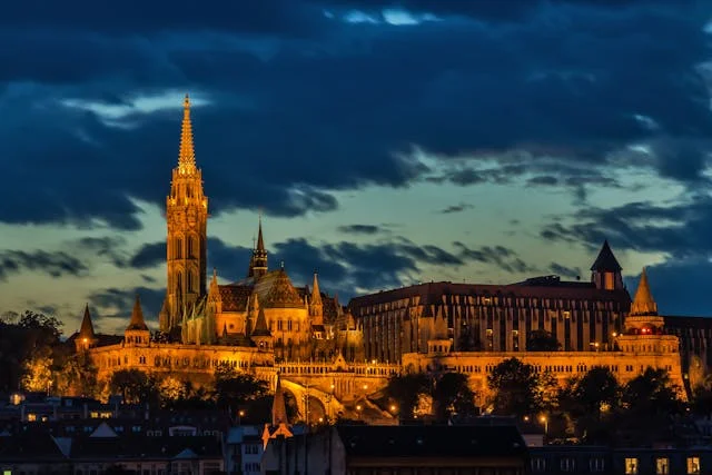 beautiful image during golden hours of budapest in hungary