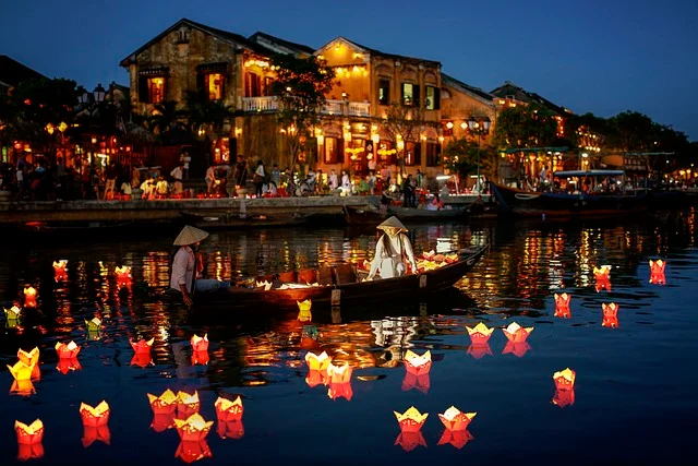 image during a night time of Hoi An in vietnam which is budget-friendly travel destinations