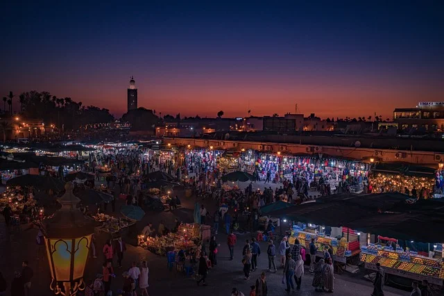 evening view of Marrakech in Morocco